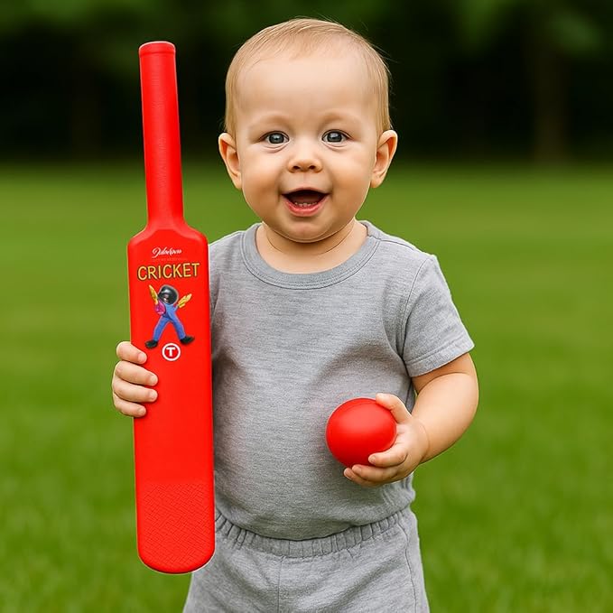 Plastic Bat and Ball Combo for Kids 1 to 5 Years Age Old – Small Size Cricket Play Set | Safe, Lightweight &amp; Durable | Indoor &amp; Outdoor Fun